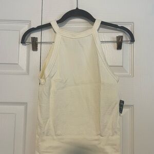 NWT Free People Intimately Cream/White Ribbed Halter Tank Top